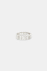 Polished Iced Panelled Ring - 6mm