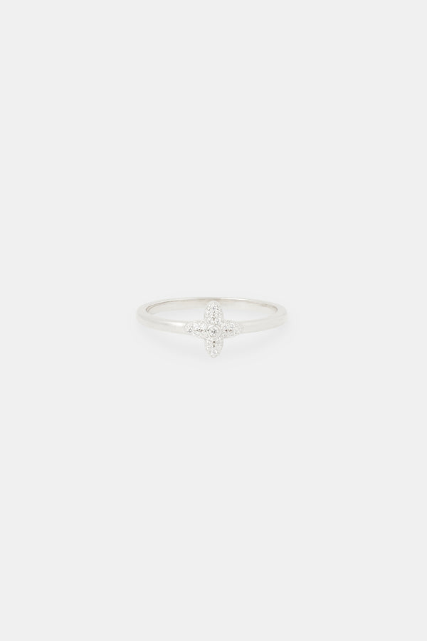 8mm Iced Pave Motif Ring - White