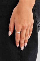 8mm Iced Pave Motif Ring - White