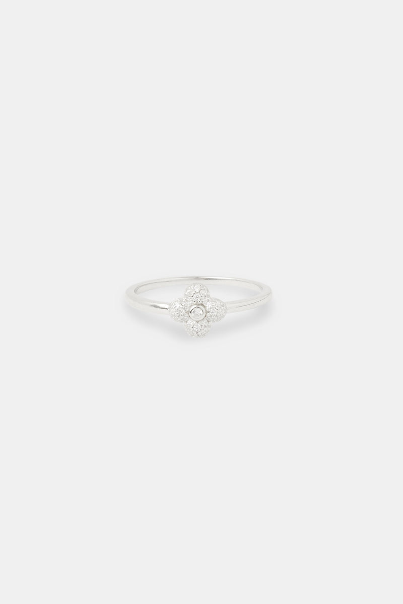 8mm Iced Pave Motif Ring - White