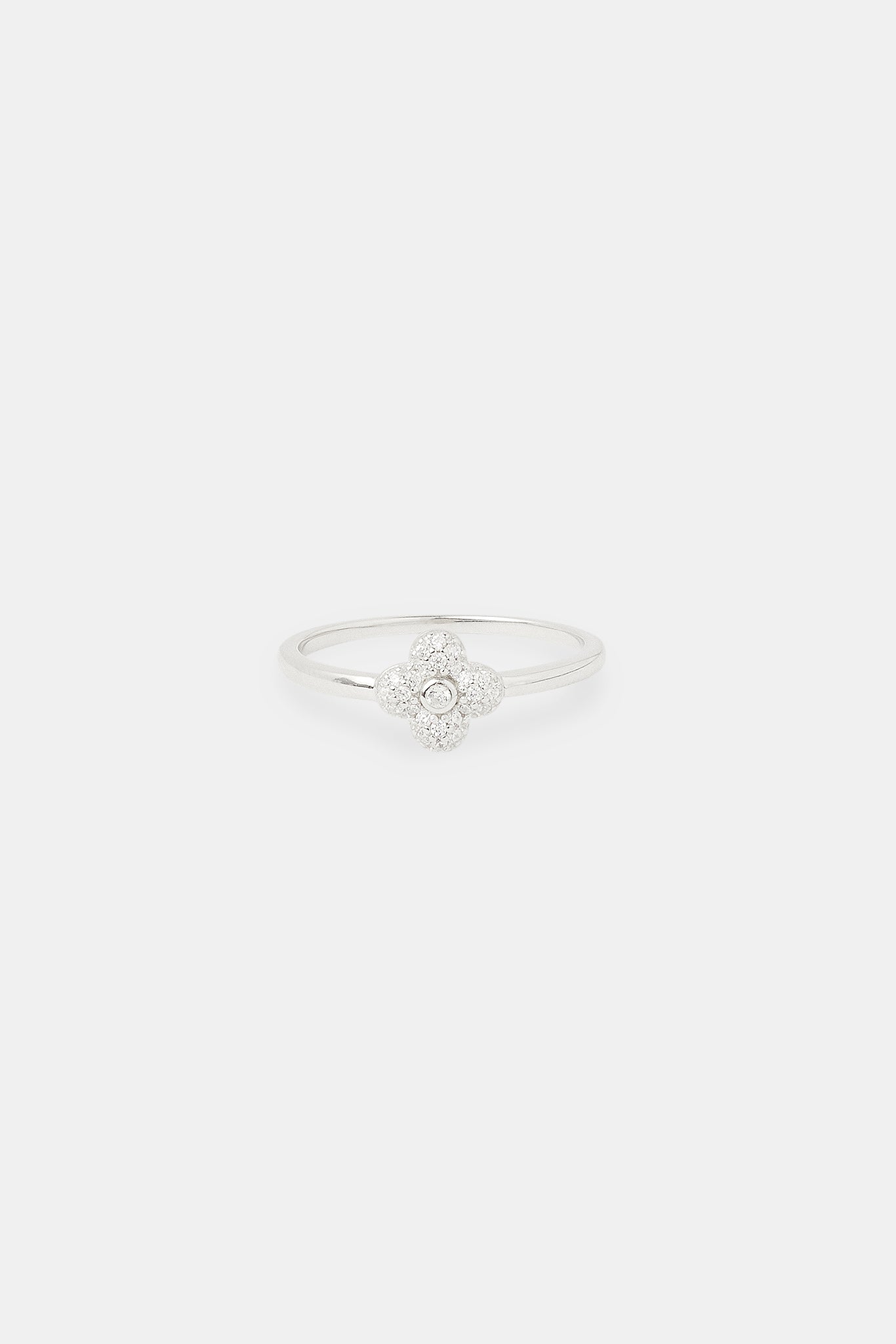8mm Iced Pave Cross Motif Ring - White