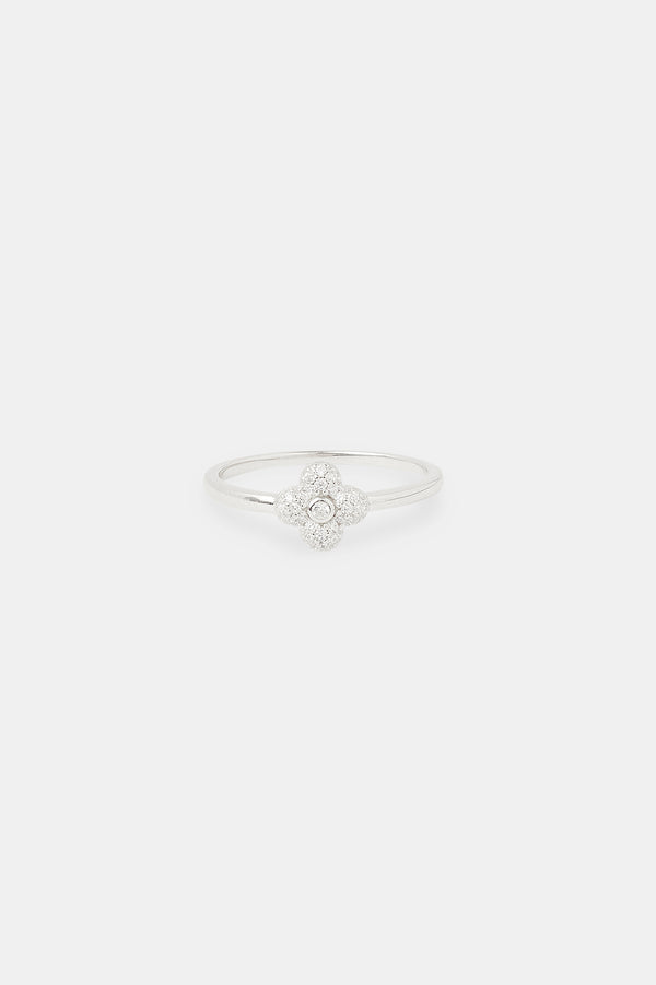 8mm Iced Pave Cross Motif Ring - White