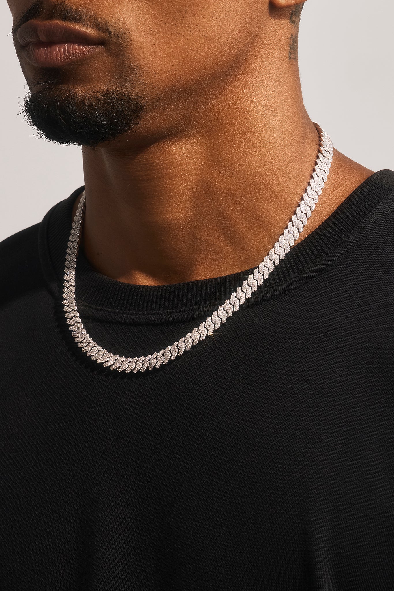Iced Prong Cuban Chain - 8mm - White