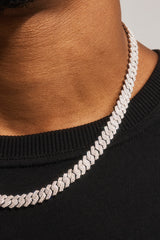 Iced Prong Cuban Chain - 8mm - White