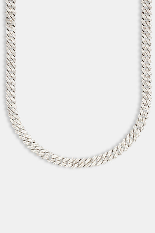 8mm Prong Cuban Chain - White Gold