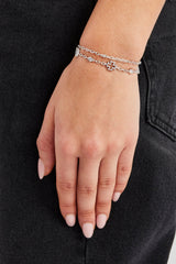 Purple Agate Motif Double Layer Rolo Bracelet - 8mm