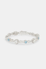 Blue & Clear Stone Cuban Bracelet - 10mm