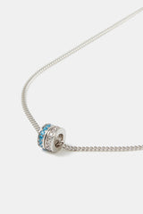 Blue & Clear Iced Ring Necklace - 15mm