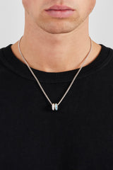 Blue & Clear Iced Ring Necklace - 15mm