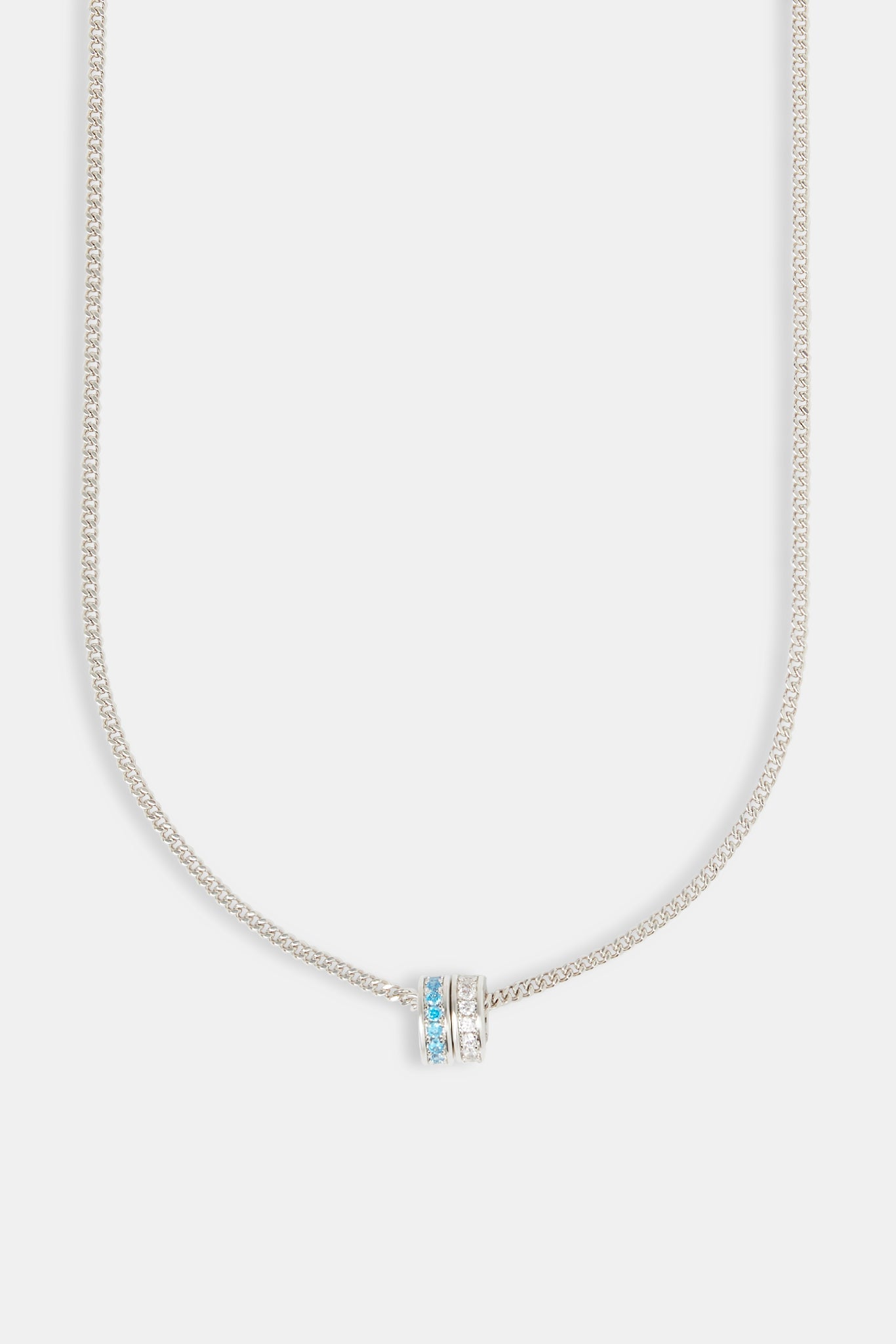 Blue & Clear Iced Ring Necklace - 15mm