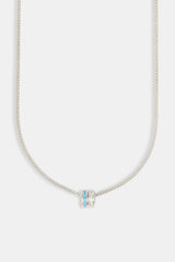 Blue & Clear Iced Ring Necklace - 15mm