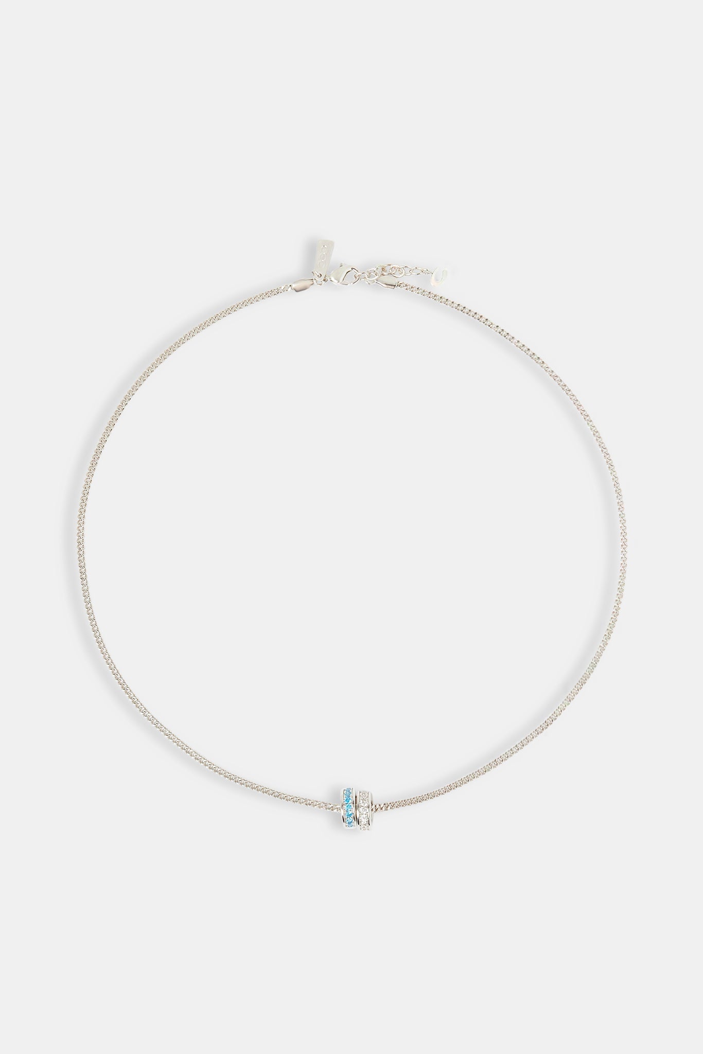 Blue & Clear Iced Ring Necklace - 15mm