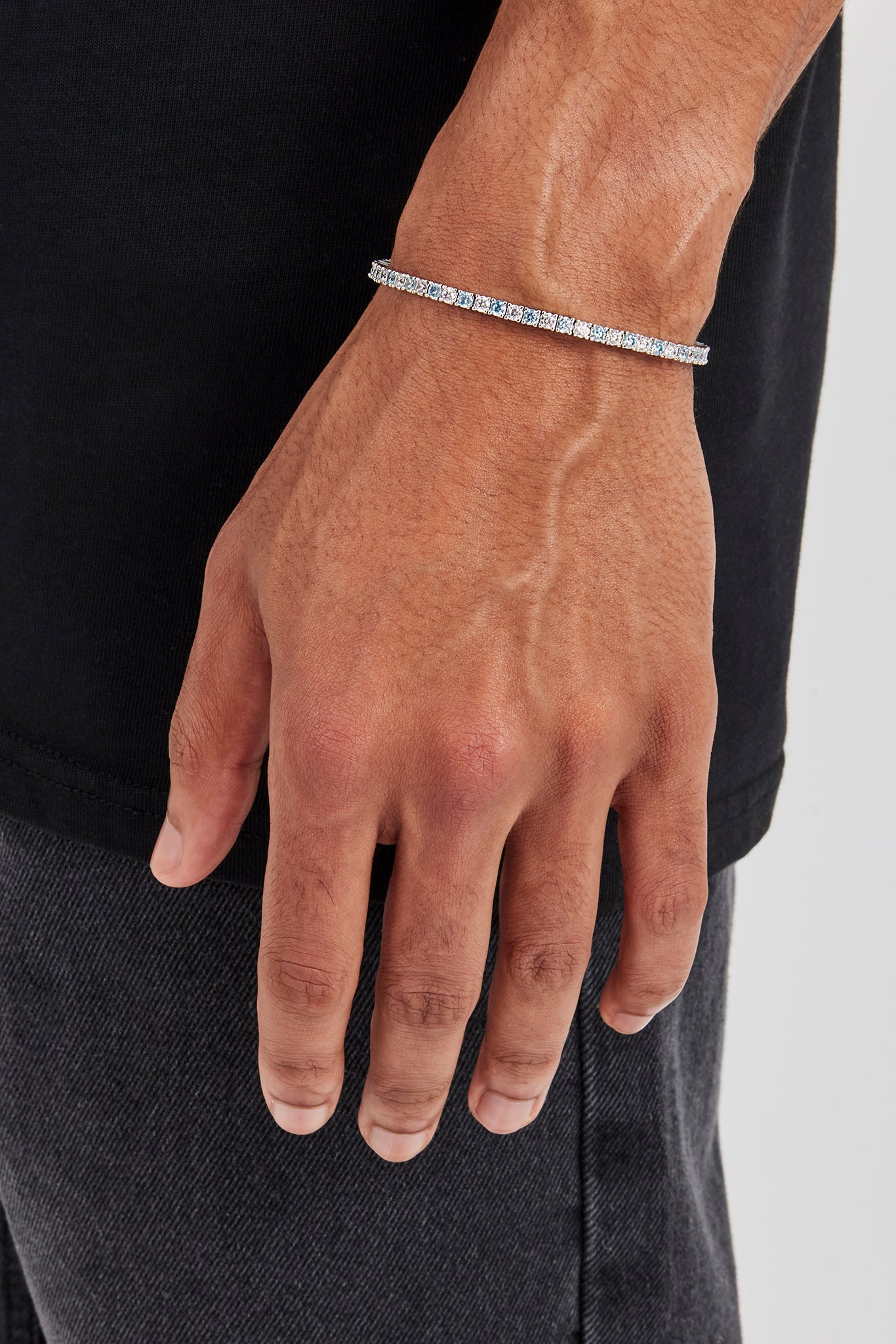 Blue & Clear Stone Tennis Bracelet - 3mm