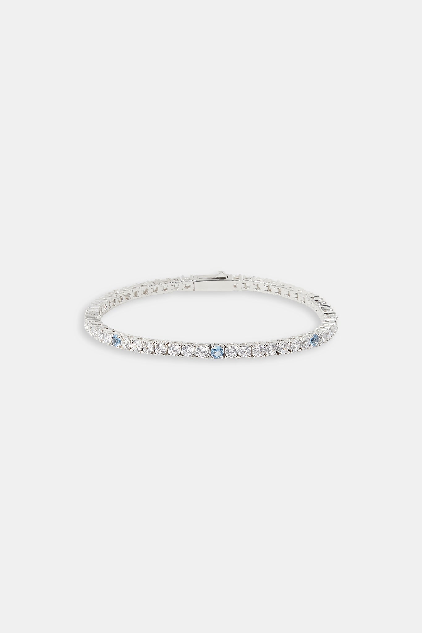 Light Blue & Clear Stone Tennis Bracelet - 3mm