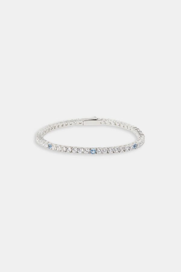 Light Blue & Clear Stone Tennis Bracelet - 3mm