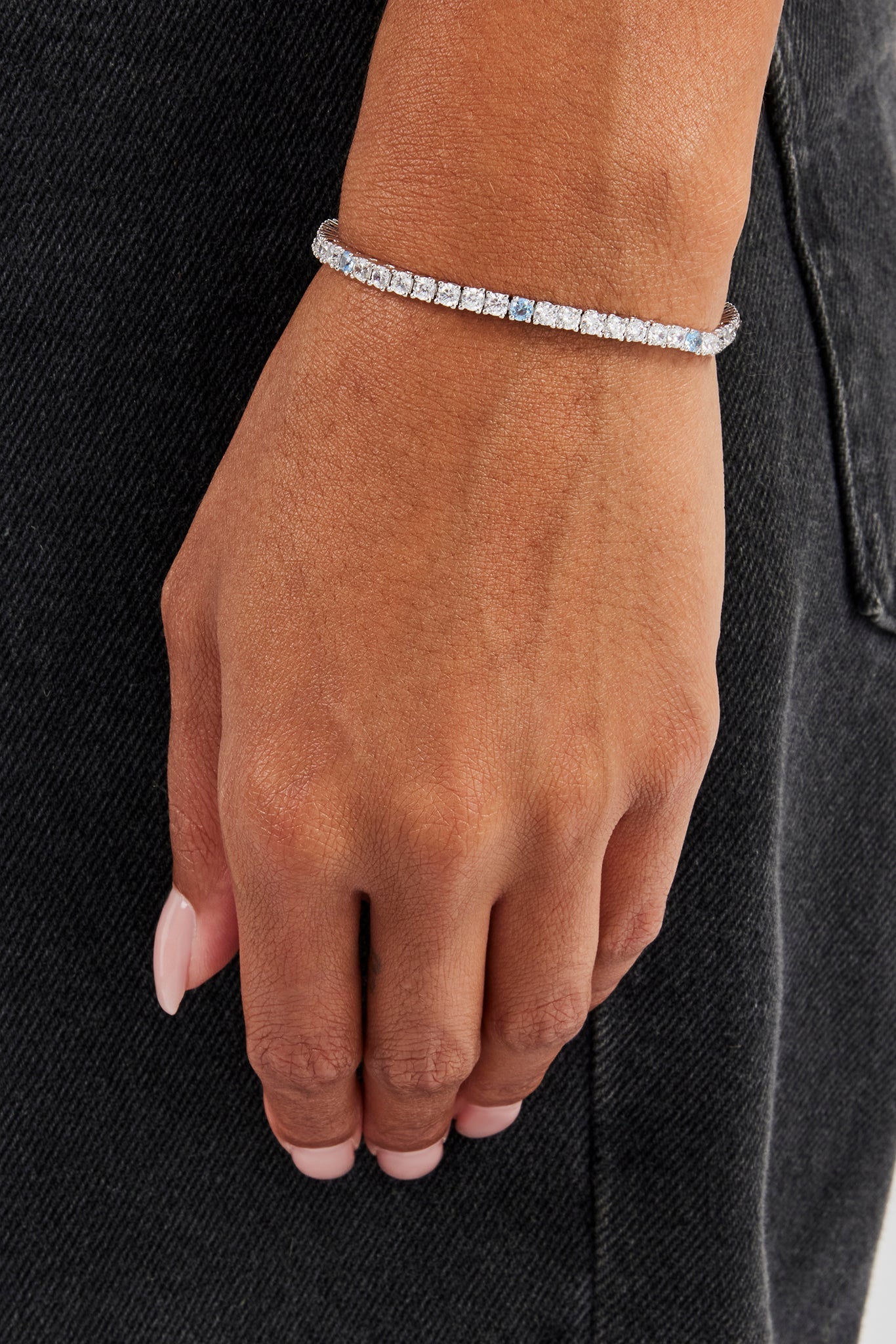 Light Blue & Clear Stone Tennis Bracelet - 3mm