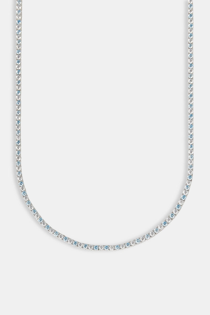 Blue & Clear Stone Tennis Chain - 3mm