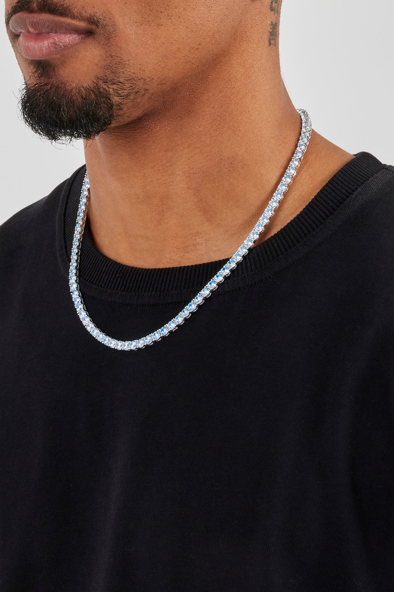 Blue & Clear Stone Tennis Chain - 3mm