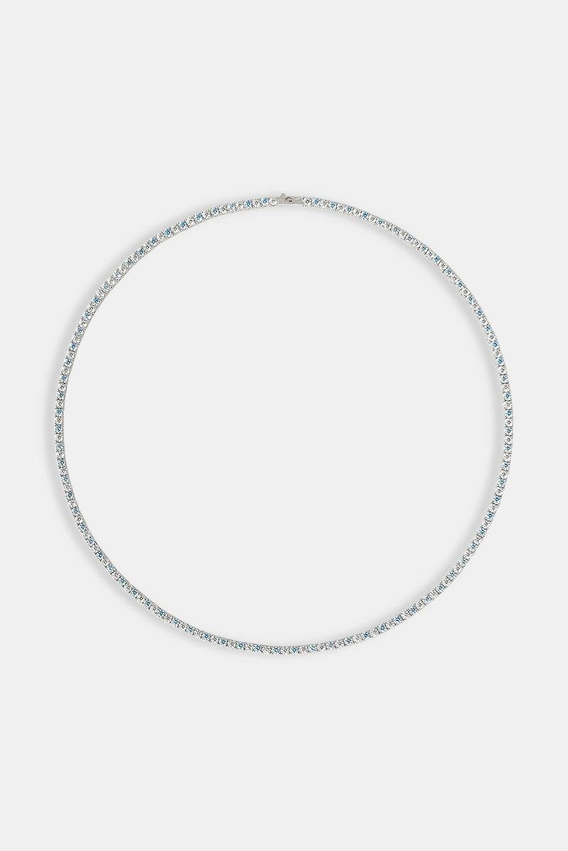 Blue & Clear Stone Tennis Chain - 3mm
