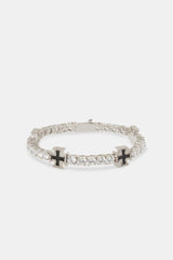 Black Cross Motif Tennis Chain & Bracelet - 5mm