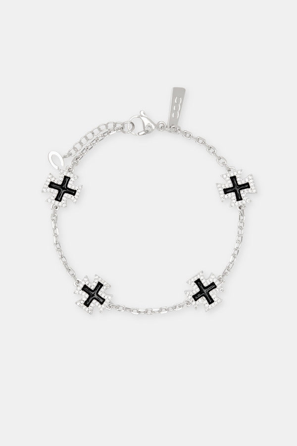 Black Enamel Cross Motif Bracelet