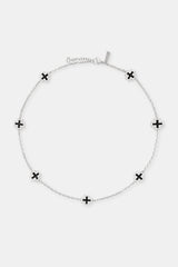 Black Enamel Cross Motif Chain