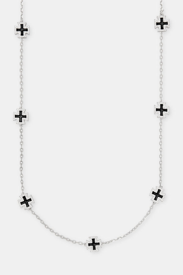 Black Enamel Cross Motif Chain