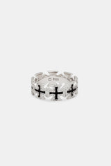 Black Enamel Cross Motif Ring