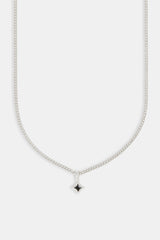 Black Enamel Star Motif Cuban Necklace - 10mm