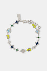 Blue Mixed Motif Polished Bracelet - 8mm