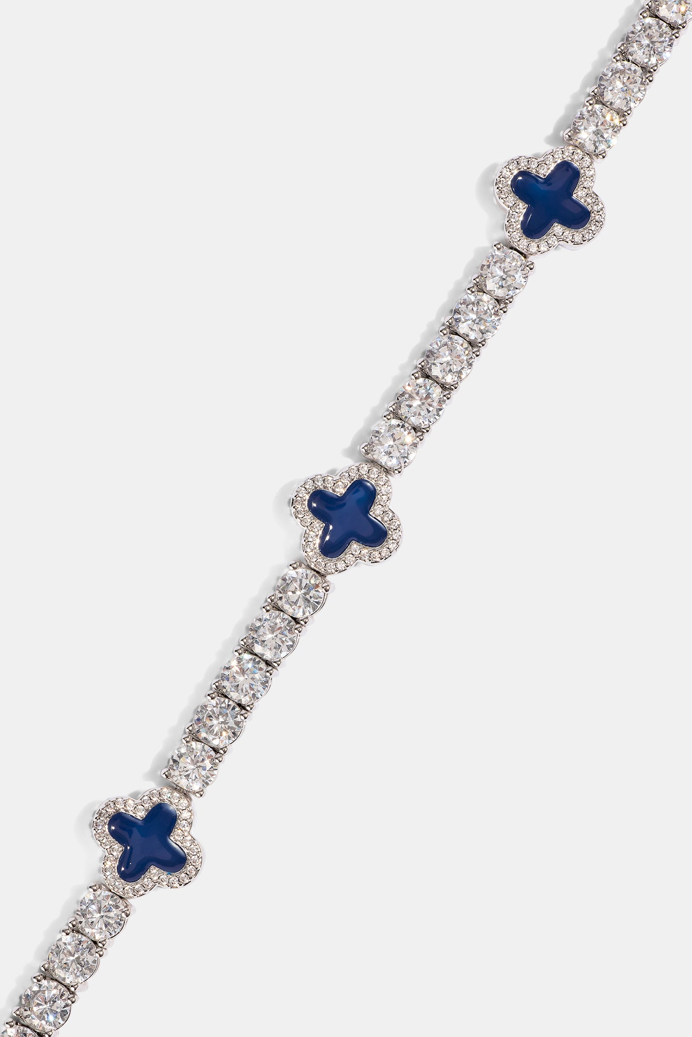 Blue Motif Tennis Bracelet - White 5mm