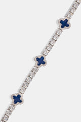 Blue Motif Tennis Bracelet - White 5mm