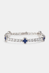 Blue Motif Tennis Bracelet - White 5mm
