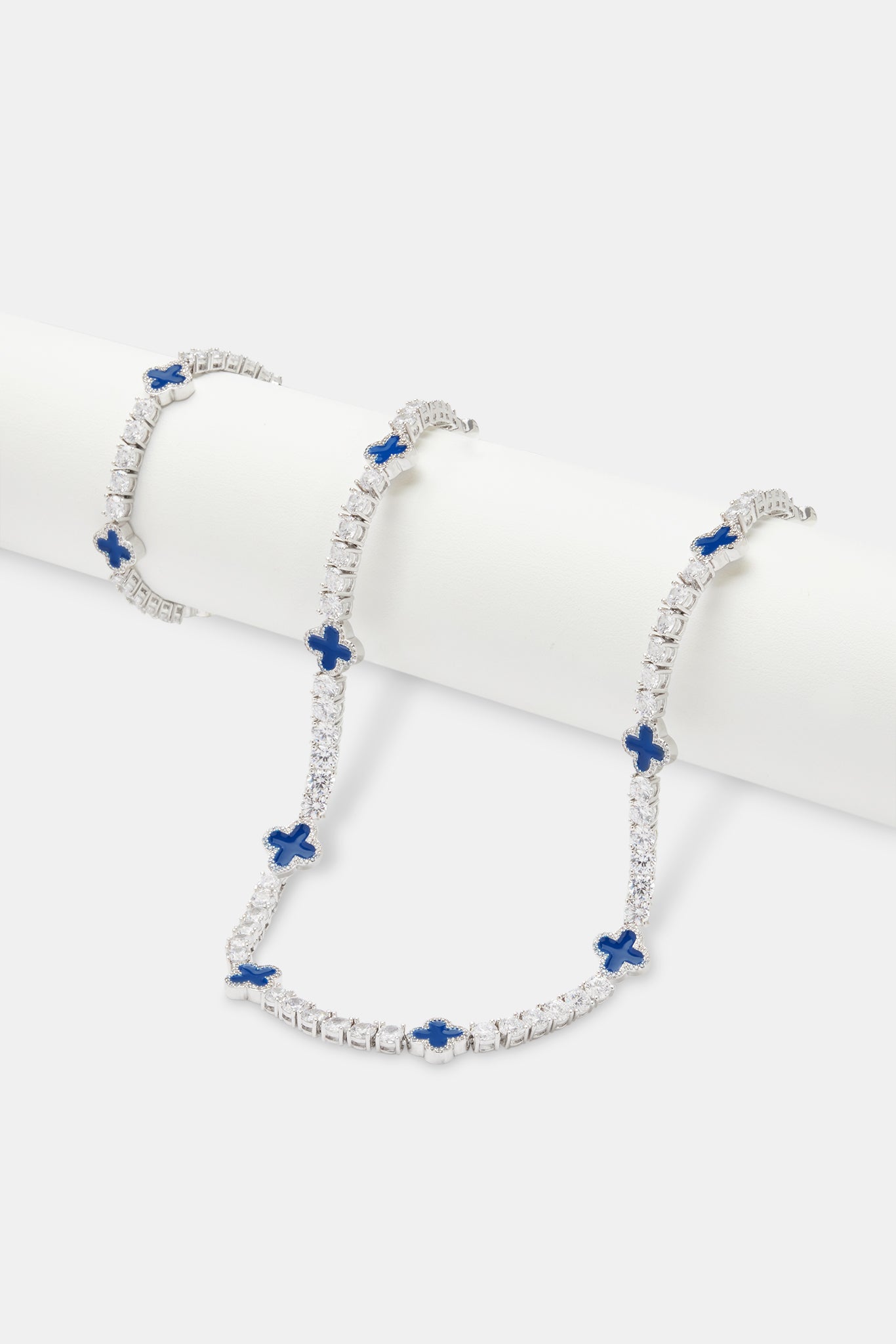 Mens Blue Motif Tennis Chain + Bracelet - 5mm