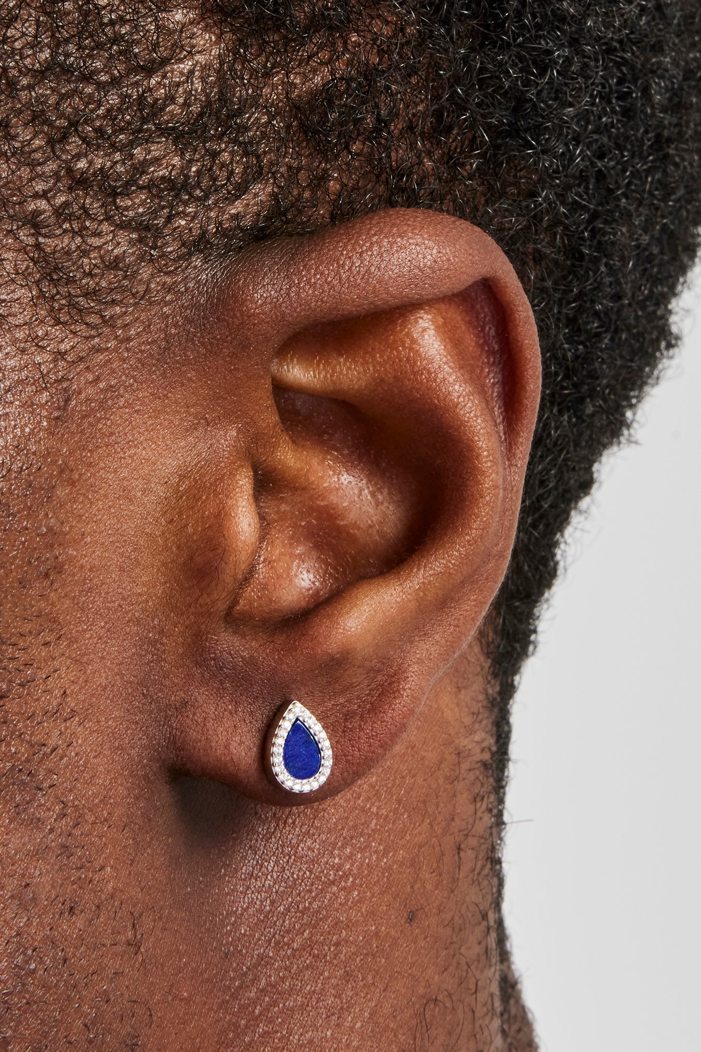 Blue Lapis Pear Stud Earrings - 8mm