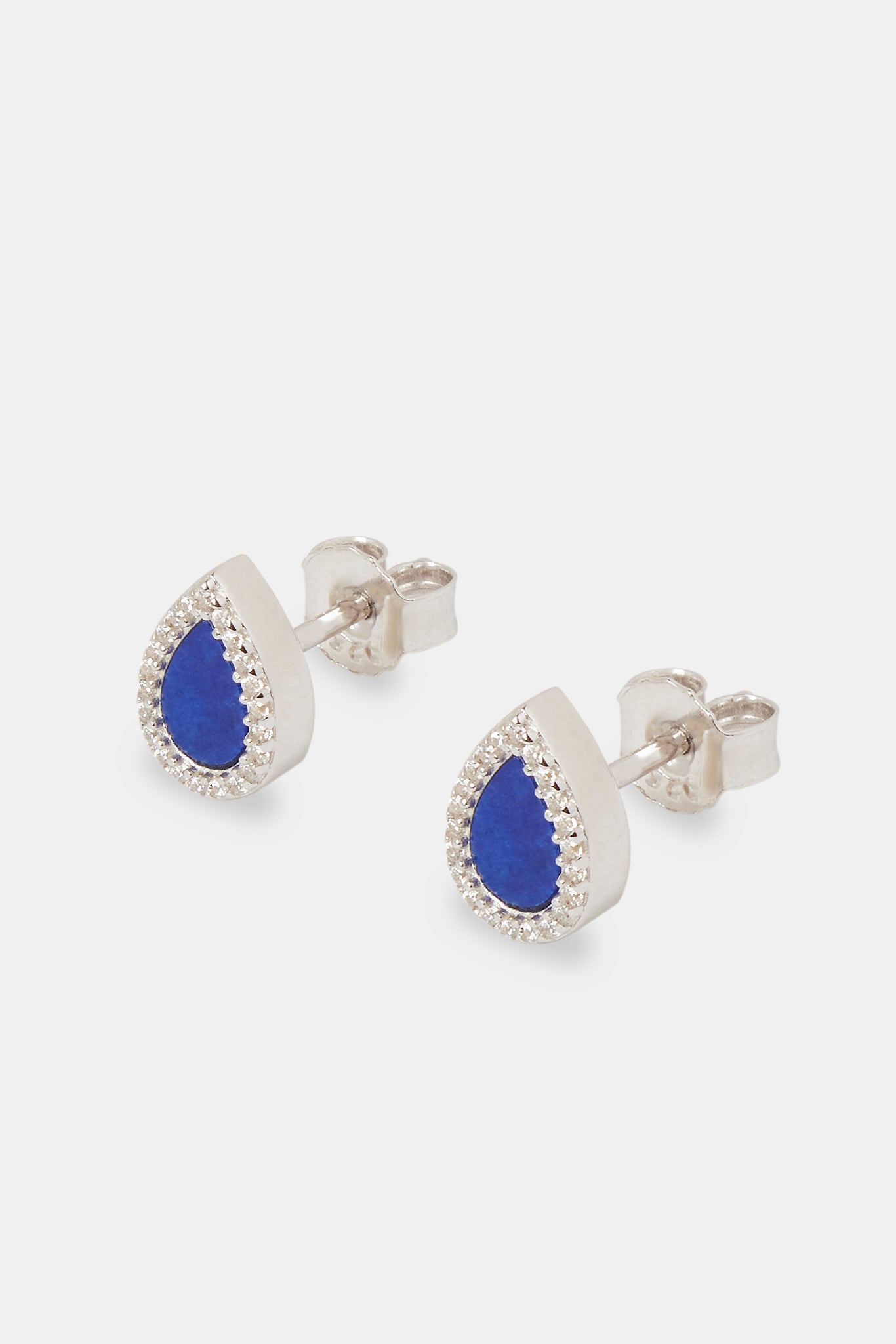 Blue Lapis Pear Stud Earrings - 8mm