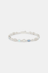 Blue & Clear Multi Gemstone Bracelet - 6mm