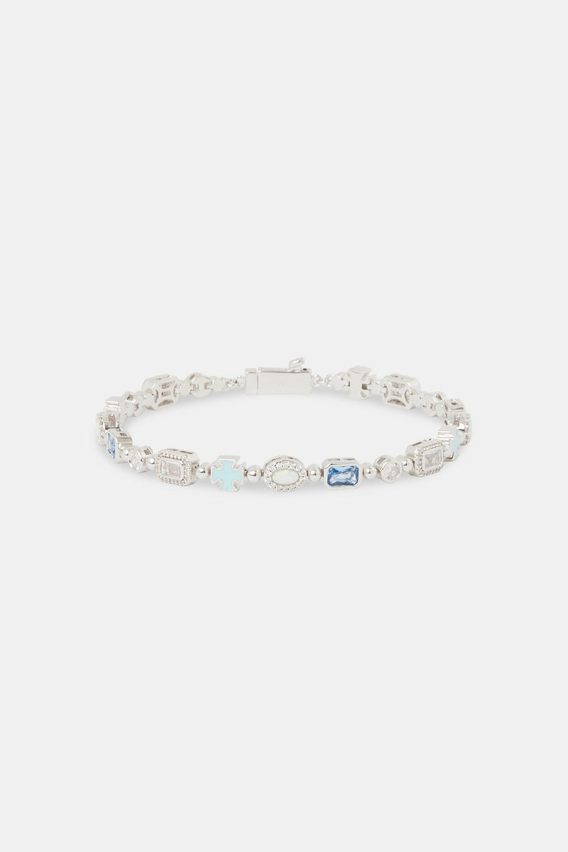 Blue & Clear Multi Gemstone Bracelet - 6mm