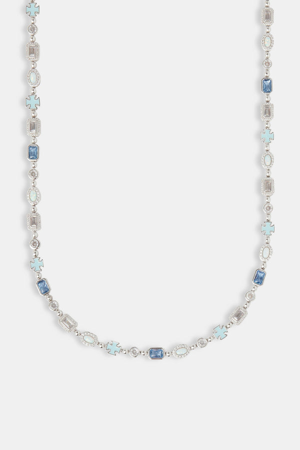 Blue & Clear Micro Multi Gemstone Chain - 6mm