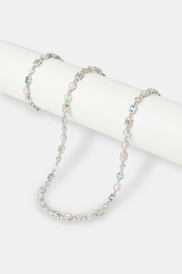 Blue & Clear Micro Multi Gemstone Chain & Bracelet - 6mm