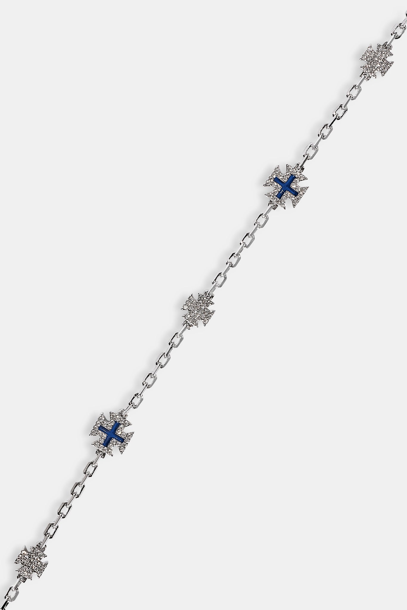 Blue Enamel Micro Motif Rolo Bracelet - 8mm