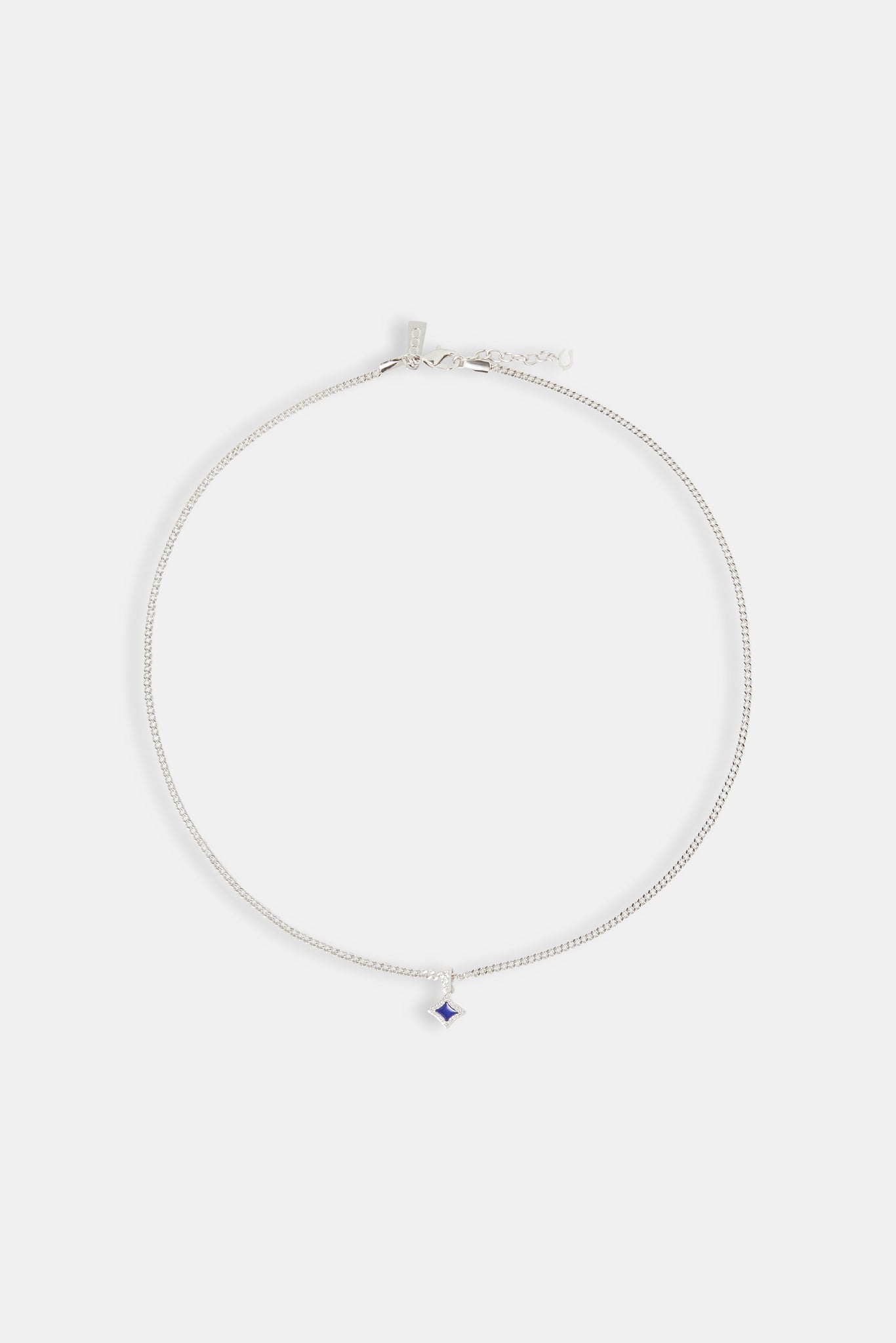 Blue Enamel Star Motif Cuban Necklace - 10mm