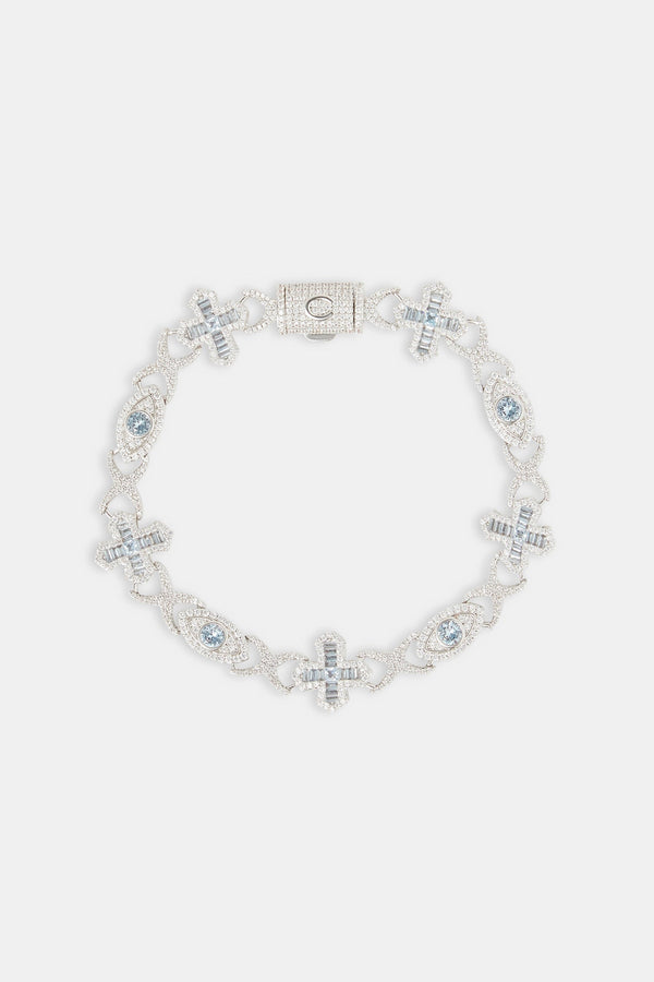 Light Blue Evil Eye & Infinity Bracelet - 8mm