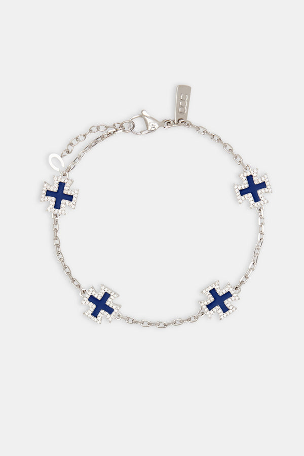 Blue Enamel Cross Motif Bracelet