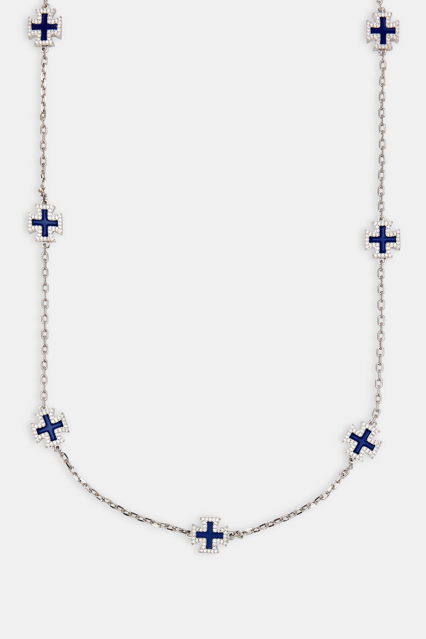 Blue Enamel Cross Motif Chain - 12mm