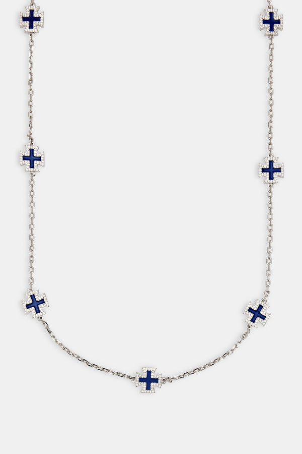 Blue Enamel Cross Motif Chain