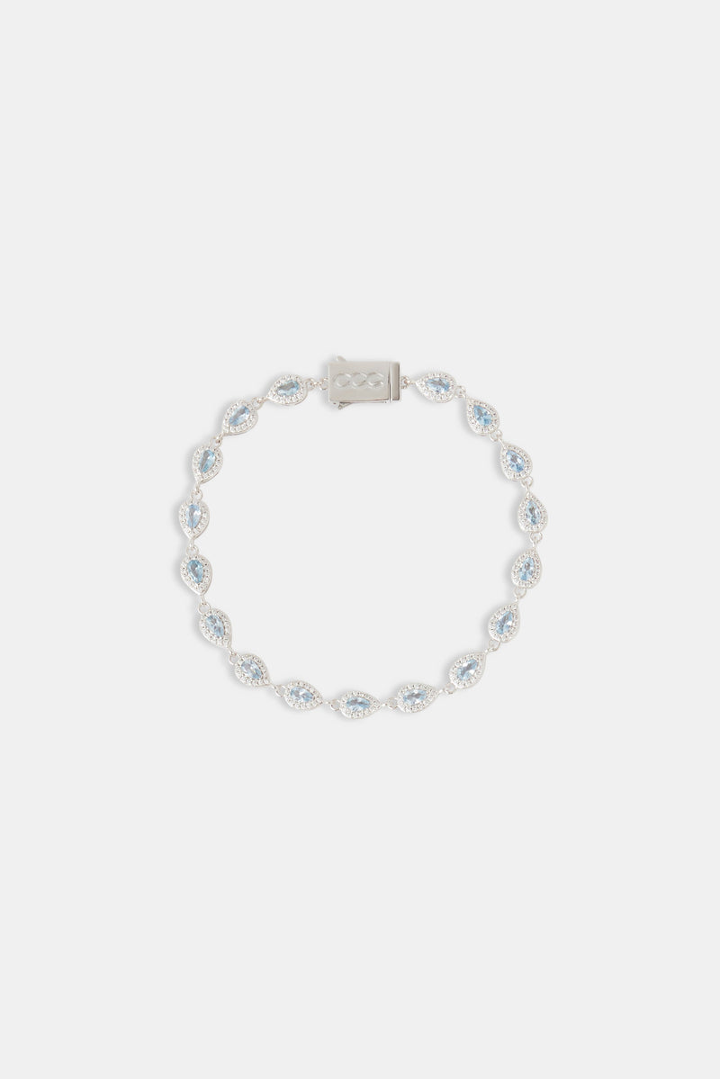 Blue Iced Pear Gemstone Bracelet - 6mm