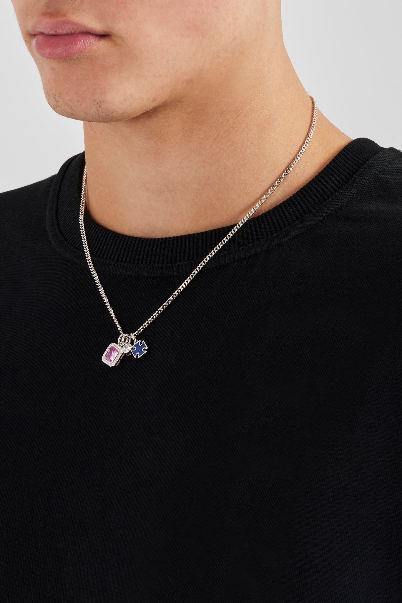 Blue Motif & Gemstone Layered Necklace - 12mm