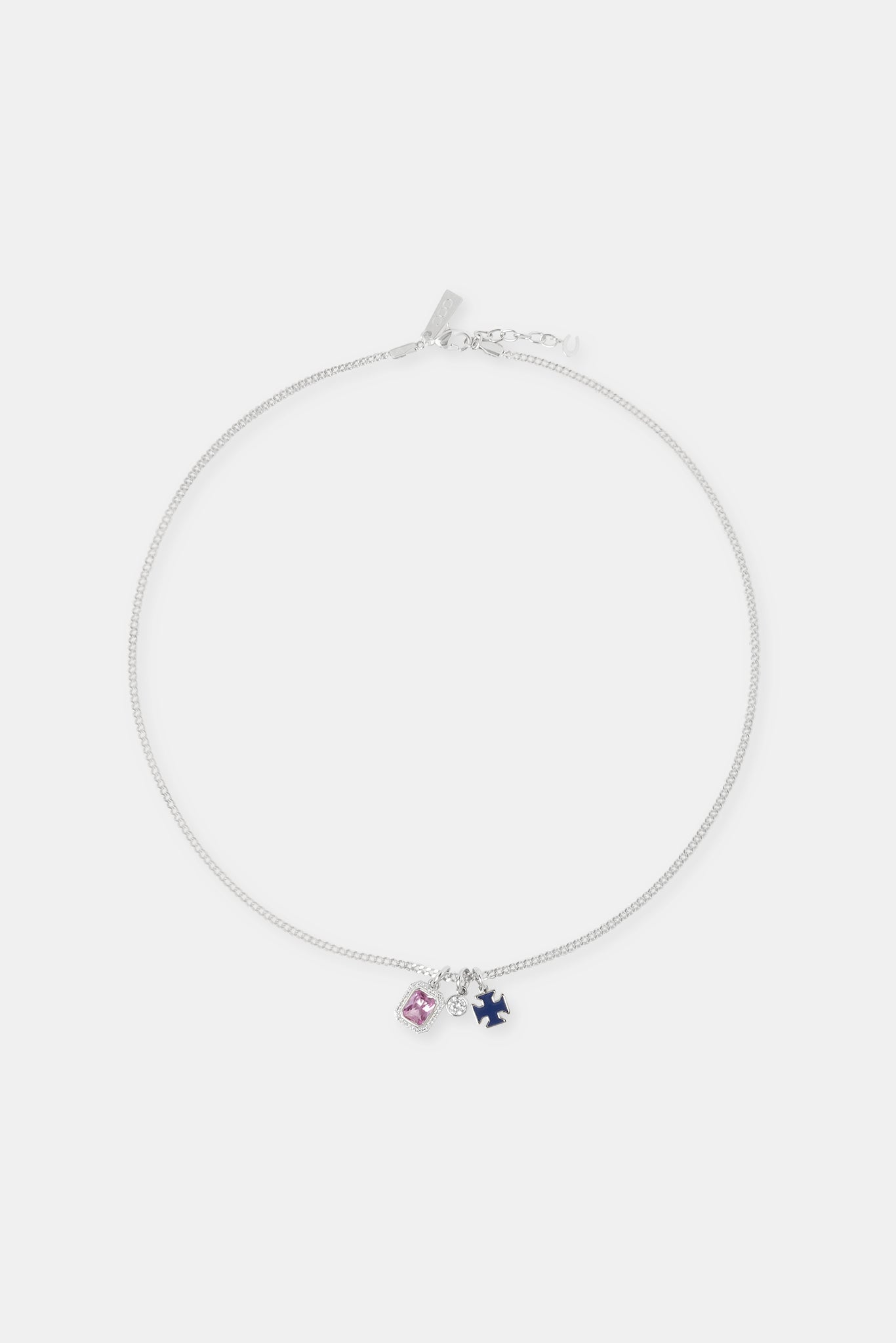 Blue Motif & Gemstone Layered Necklace - 12mm