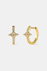 Clear Star Hoop Earrings - 15mm